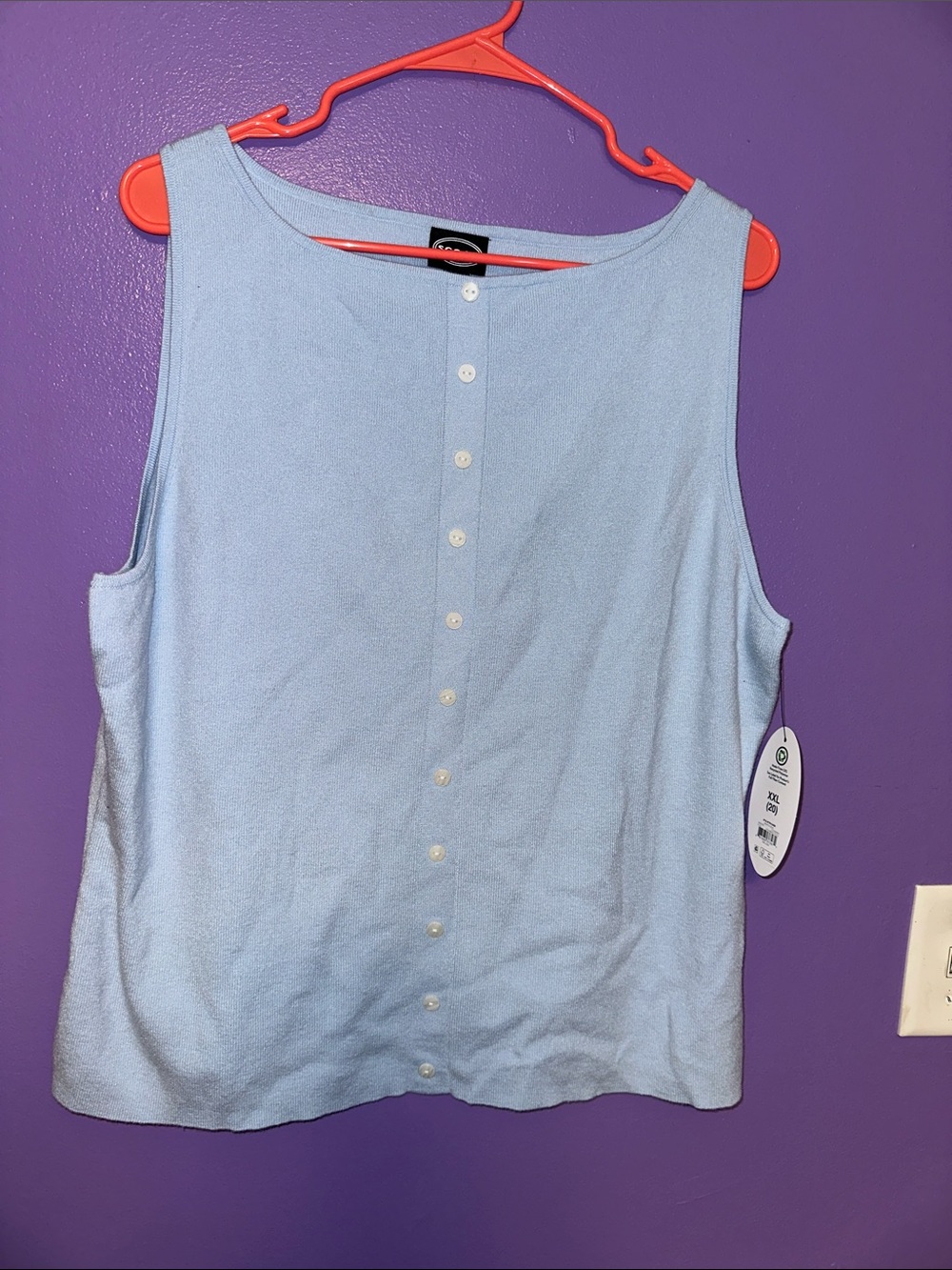 Light Blue Button-Front Tank Top by SCOOP
